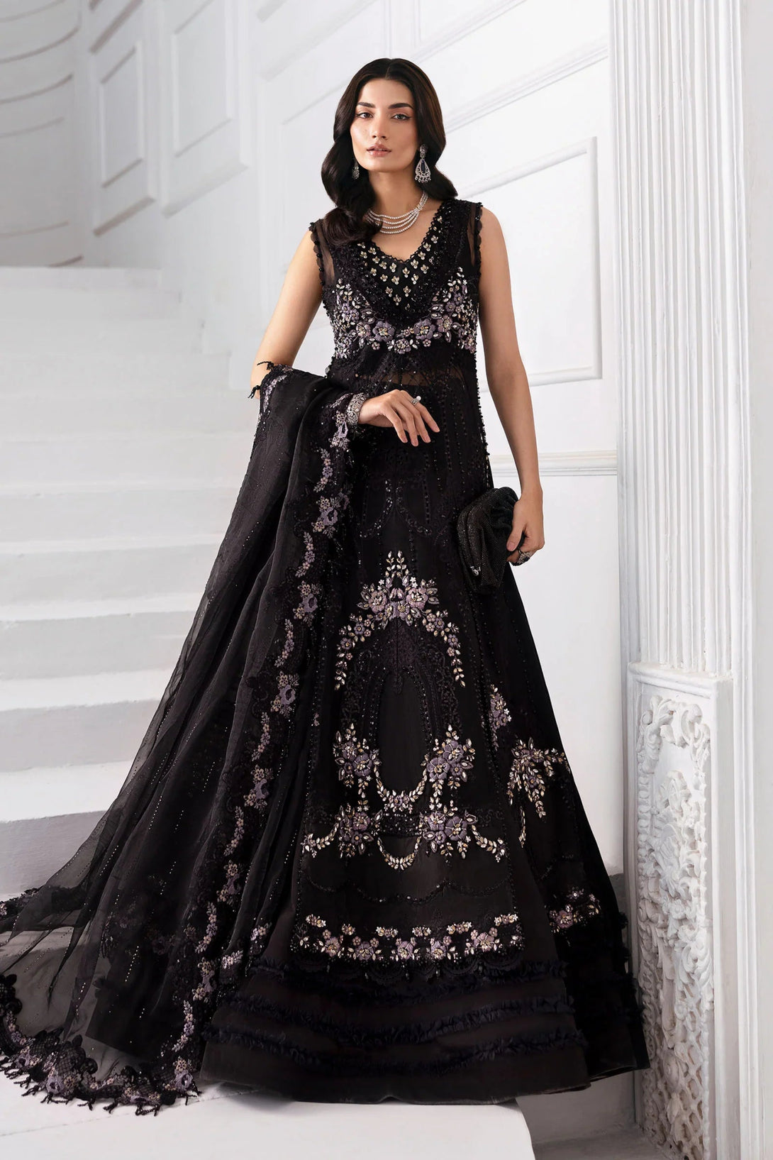 3 Piece Unstitched Embroidered Organza Suit | BD - 3004 - NEW NAMAL PRET