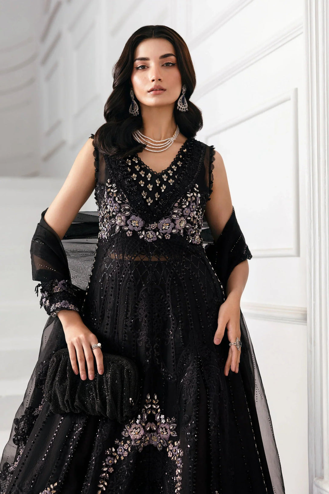 3 Piece Unstitched Embroidered Organza Suit | BD - 3004 - NEW NAMAL PRET