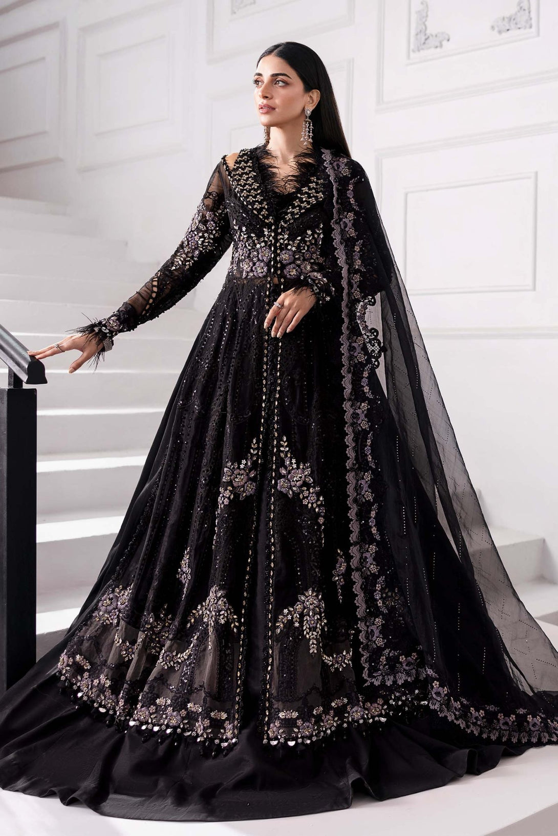 3 Piece Unstitched Embroidered Organza Suit | BD - 3004 - NEW NAMAL PRET