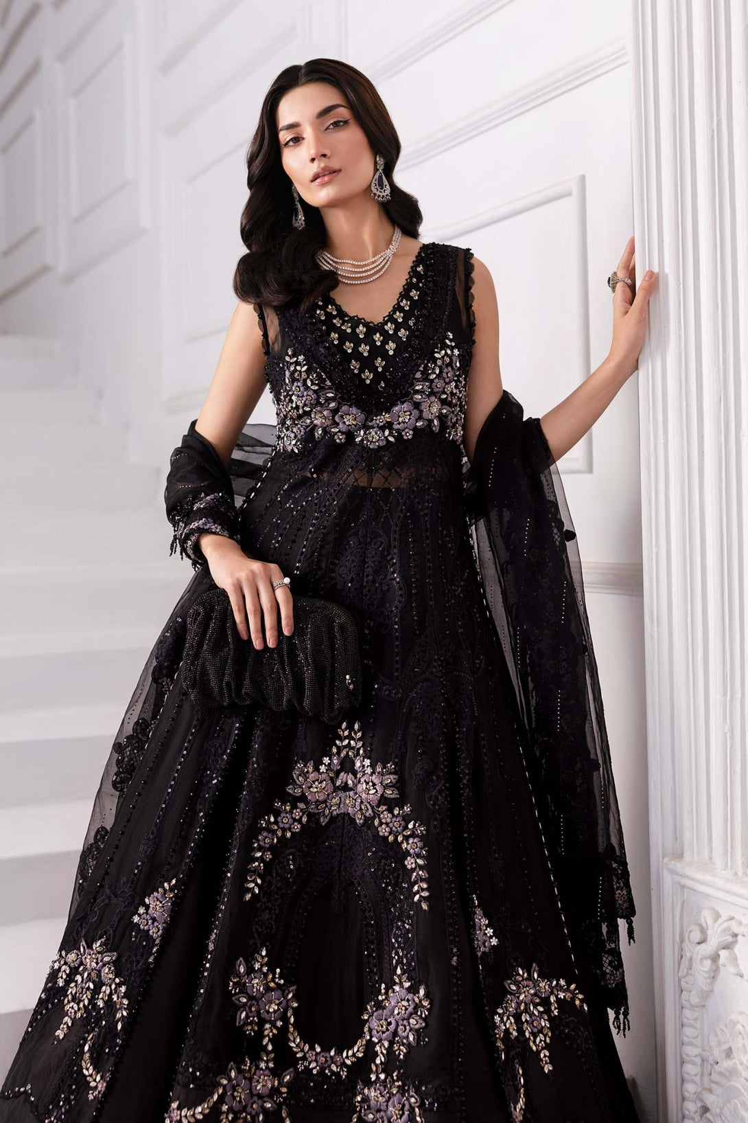 3 Piece Unstitched Embroidered Organza Suit | BD - 3004 - NEW NAMAL PRET