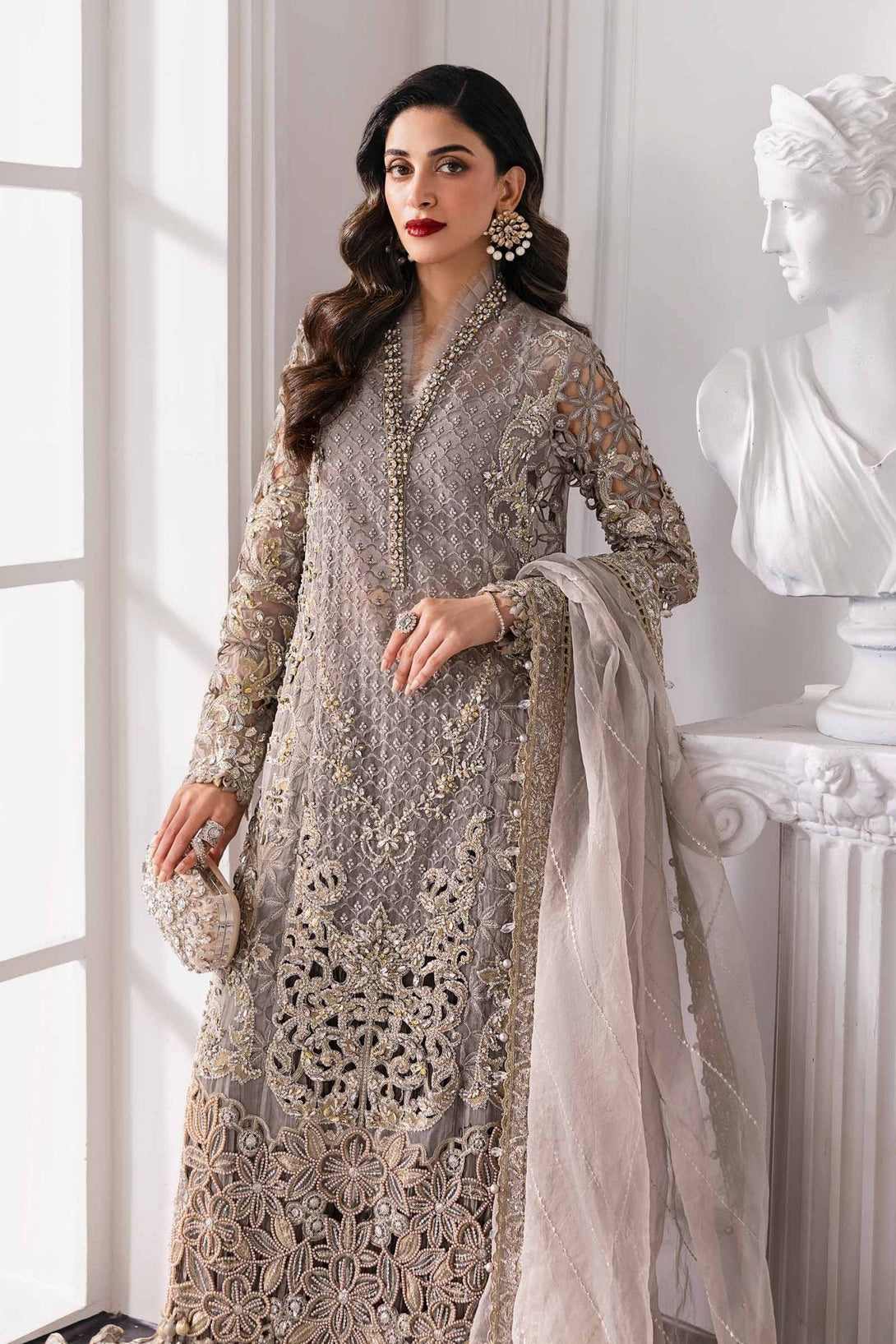 3 Piece Unstitched Embroidered Organza Suit | BD - 3006 - NEW NAMAL PRET