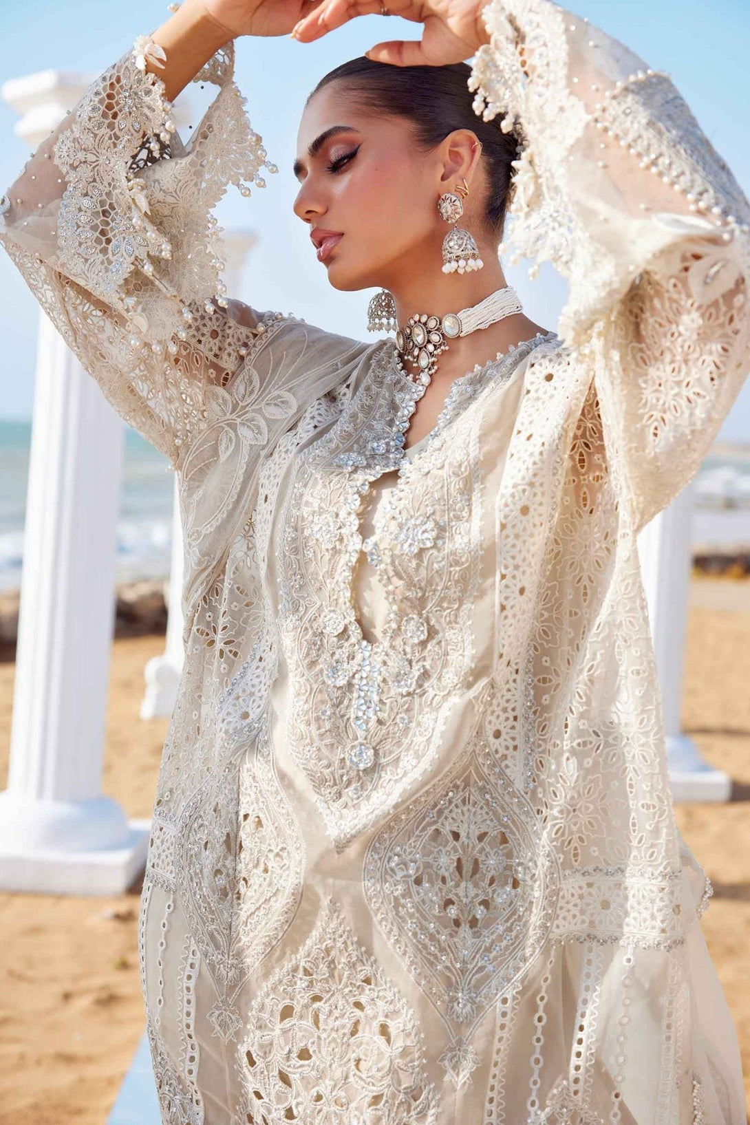 3 Piece Unstitched Embroidered Organza Suit | EID LAWN - 25 - 09 - NEW NAMAL PRET