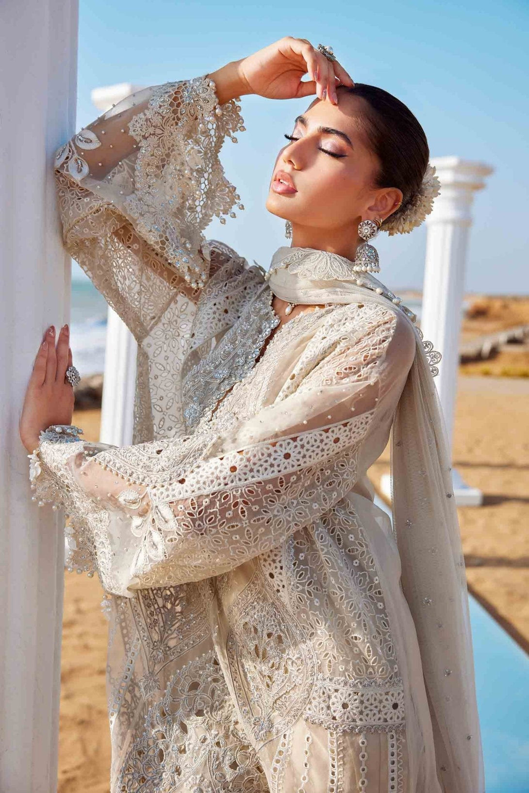 3 Piece Unstitched Embroidered Organza Suit | EID LAWN - 25 - 09 - NEW NAMAL PRET