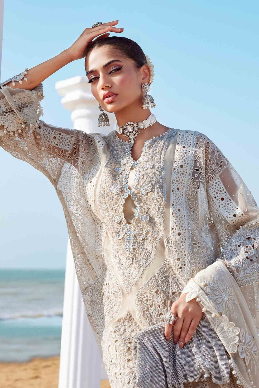 3 Piece Unstitched Embroidered Organza Suit | EID LAWN - 25 - 09 - NEW NAMAL PRET
