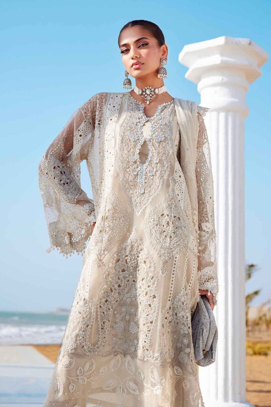 3 Piece Unstitched Embroidered Organza Suit | EID LAWN - 25 - 09 - NEW NAMAL PRET