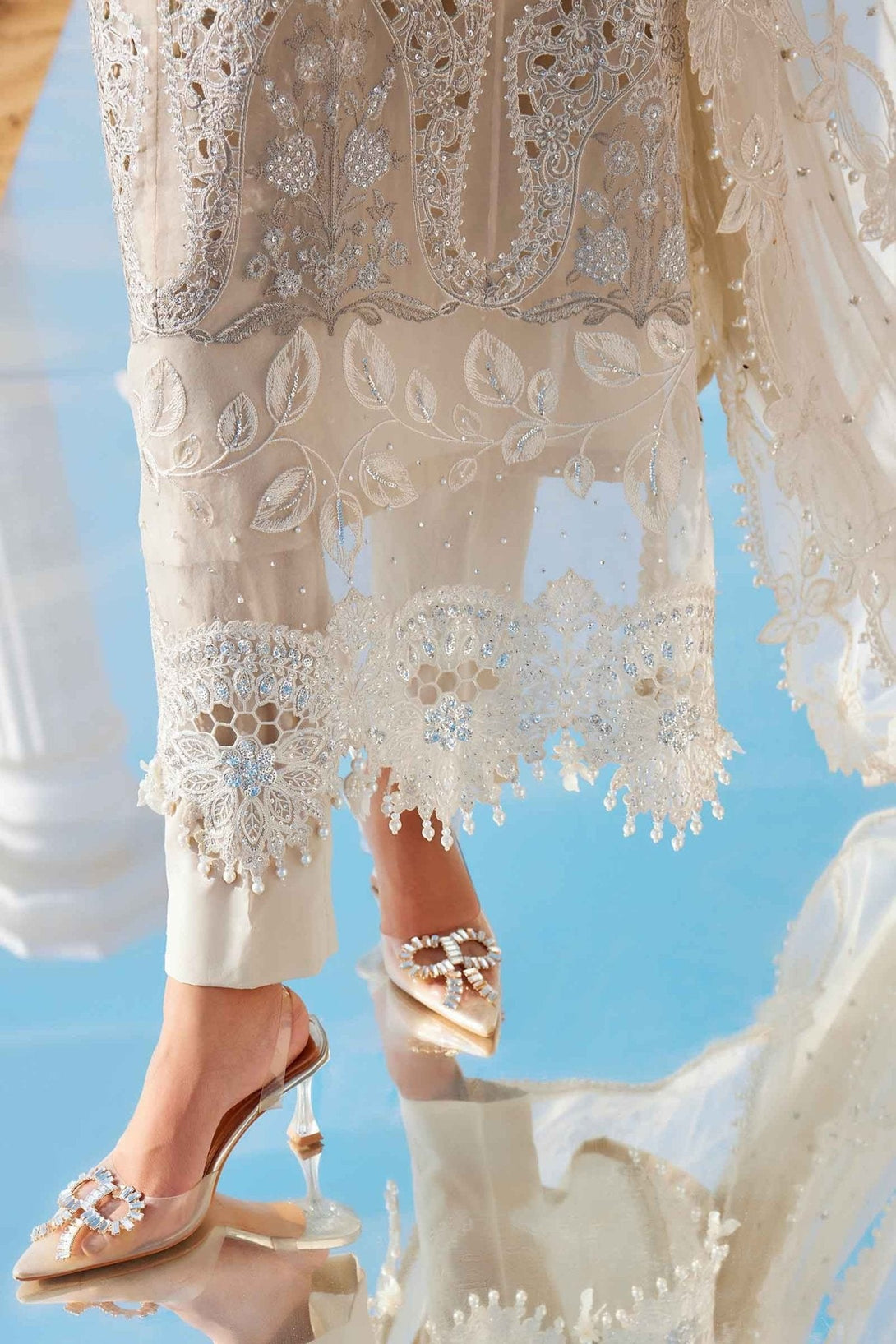 3 Piece Unstitched Embroidered Organza Suit | EID LAWN - 25 - 09 - NEW NAMAL PRET