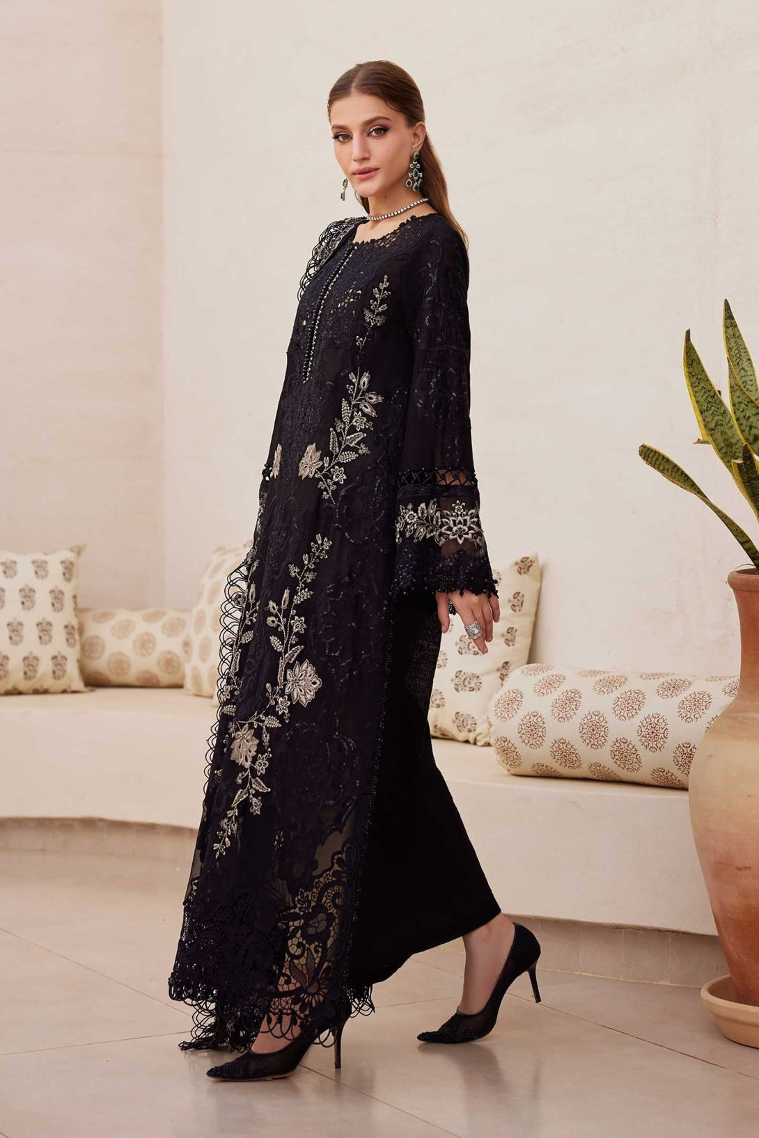 3 Piece Unstitched Embroidered Paper Cotton Suit | EID LAWN - 25 - 03 - NEW NAMAL PRET