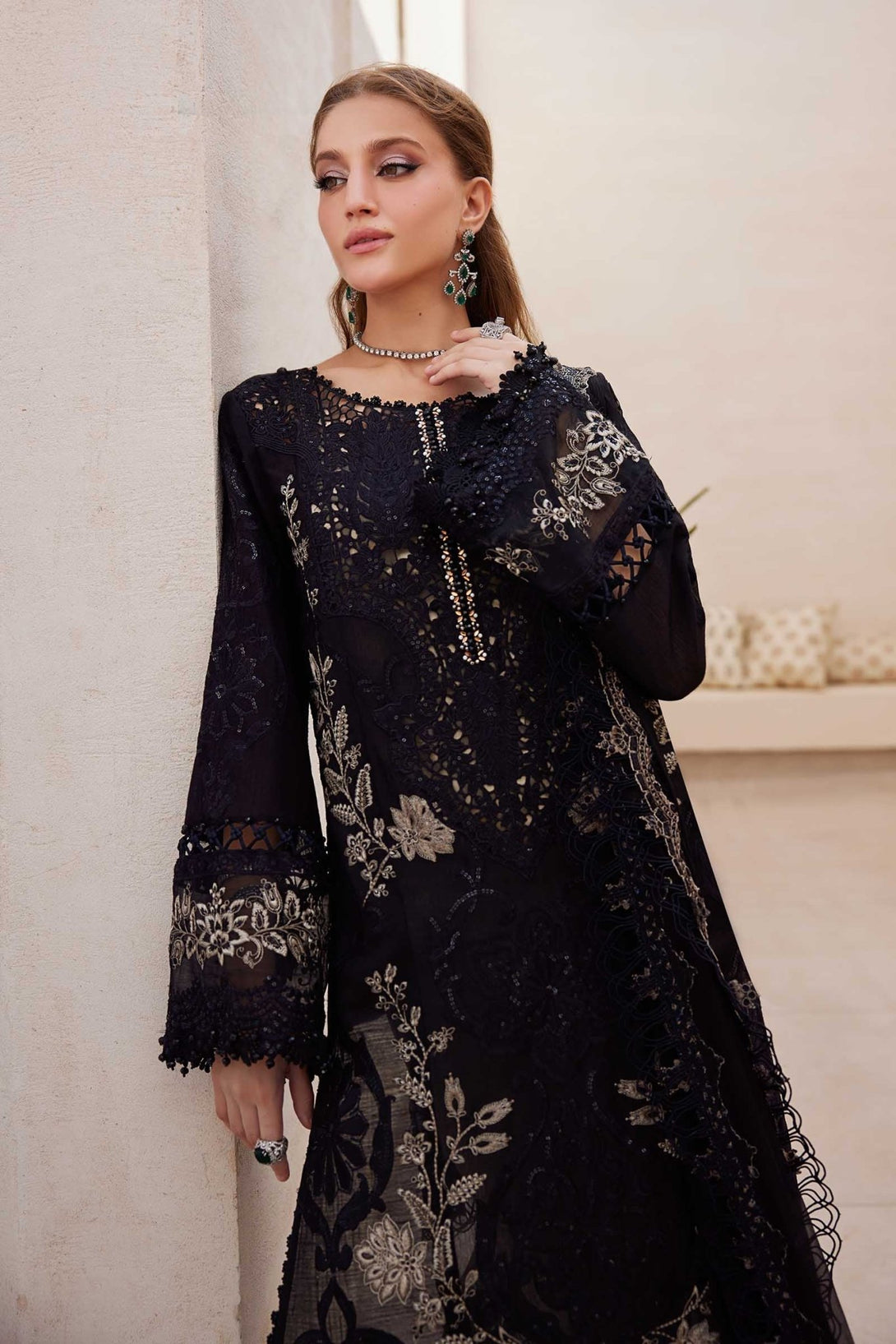 3 Piece Unstitched Embroidered Paper Cotton Suit | EID LAWN - 25 - 03 - NEW NAMAL PRET