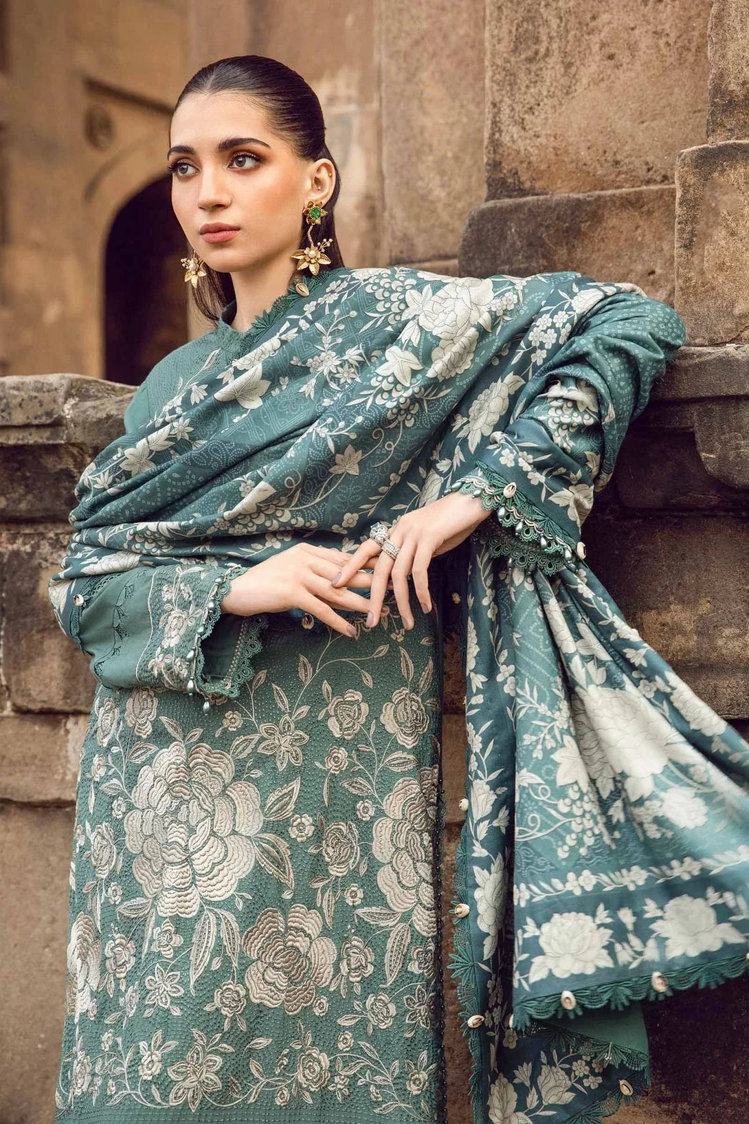 3 Piece Unstitched Printed Linen Suit | MPT - 2408 - A - NEW NAMAL PRET