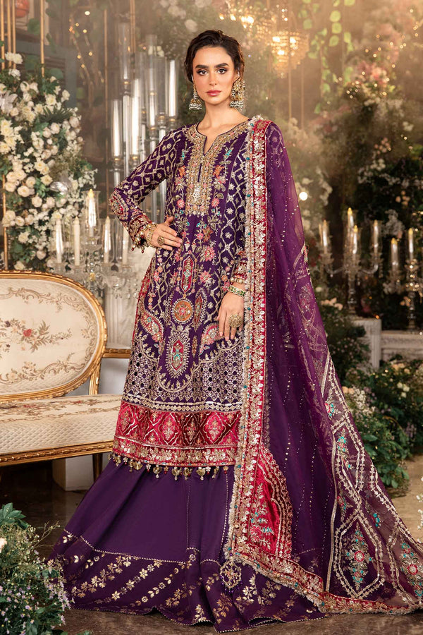 3 Piece Embroidered Raw Silk Suit | BD-2903