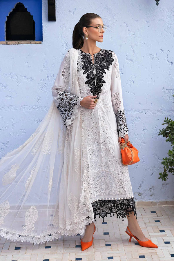 3 Piece stitched Embroidered Paper Cotton Suit | D-2505-A