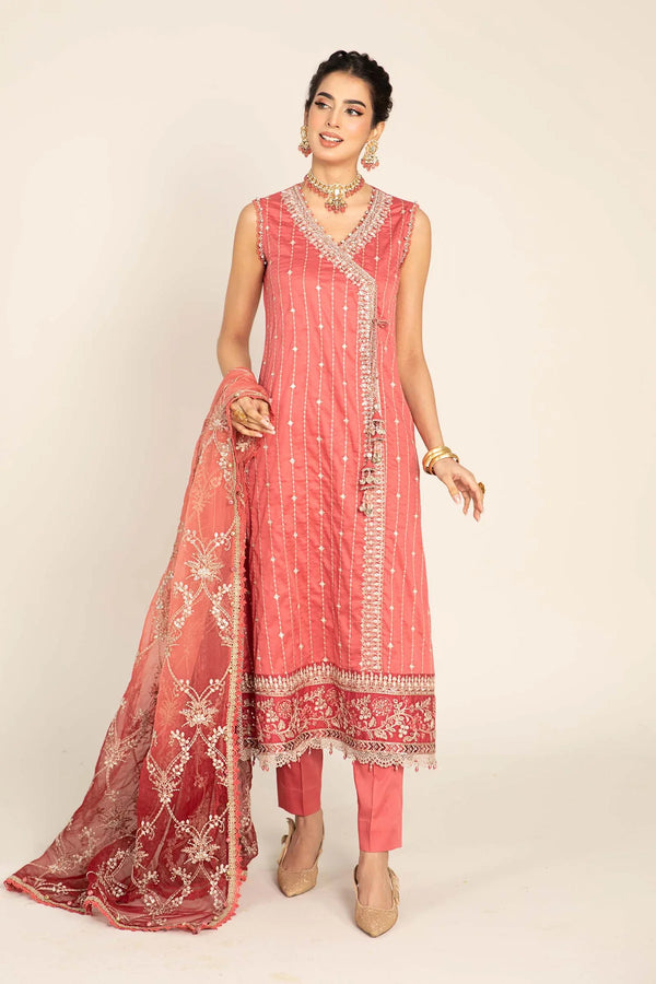 Embroidered Cotton Satin Suit | CST-809