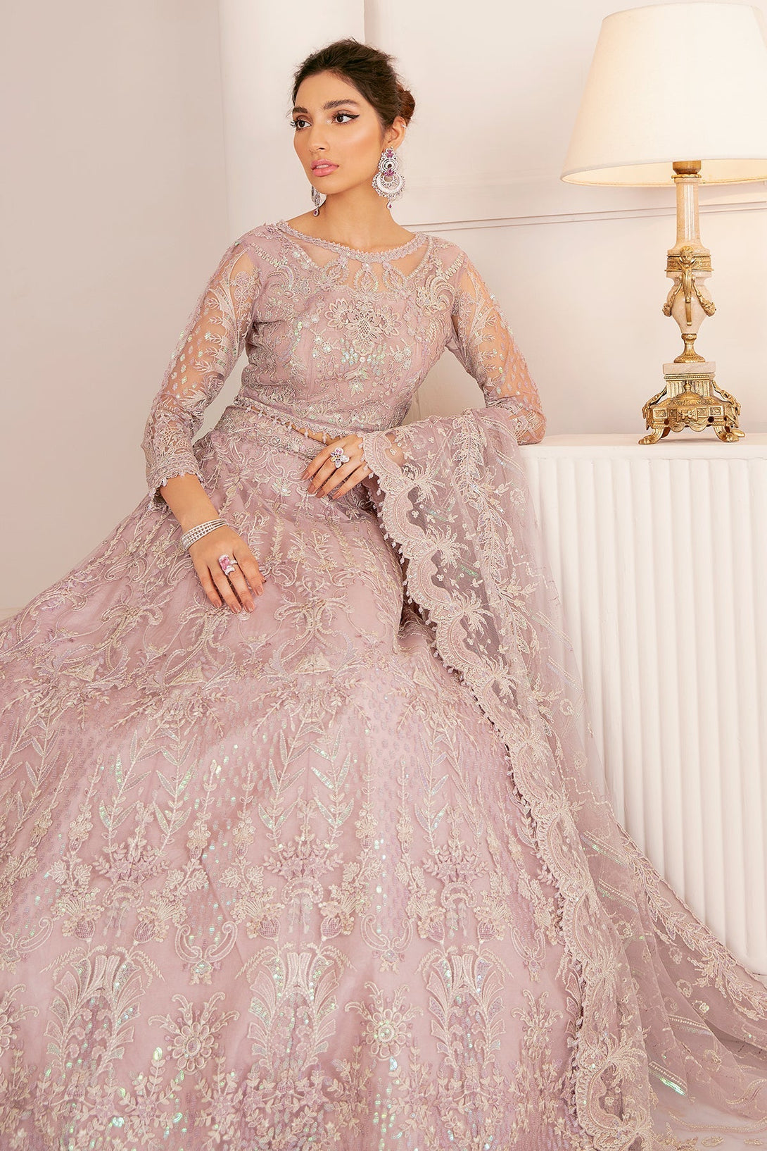Buy Baroque Embroidered Net Dress Online – Namal Pret