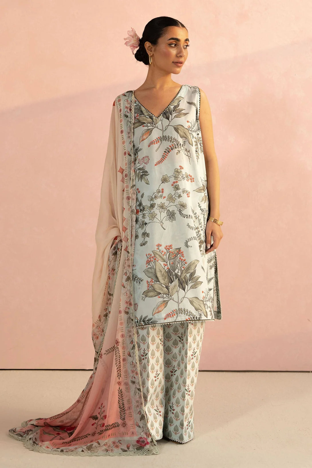 Ramadan Sale | 3-Piece Stitched Suit with Chiffon Dupatta | Namal Pret