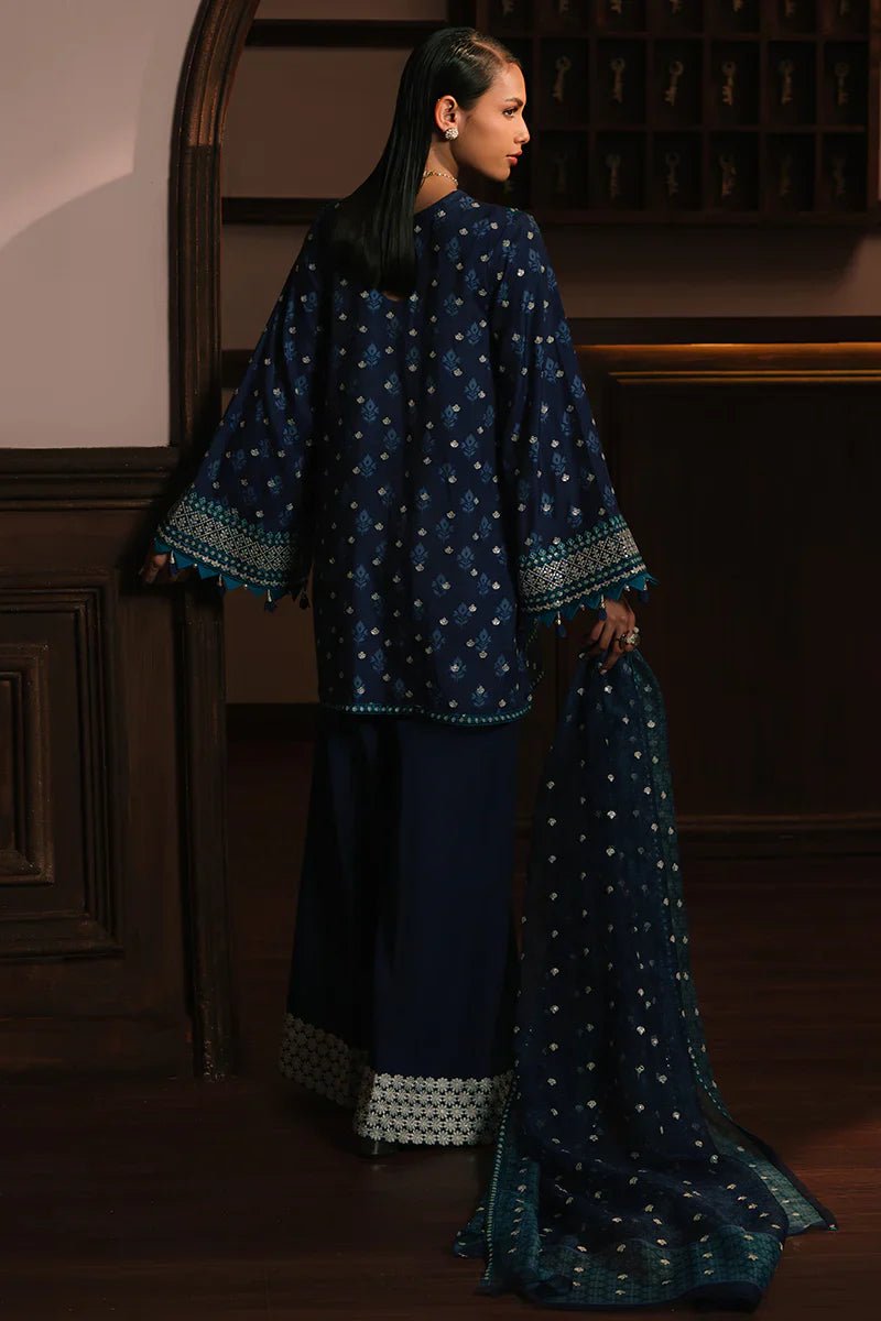 AZURE ELEGANCE - 3PC SILK EMBROIDERED SUIT - NEW NAMAL PRET