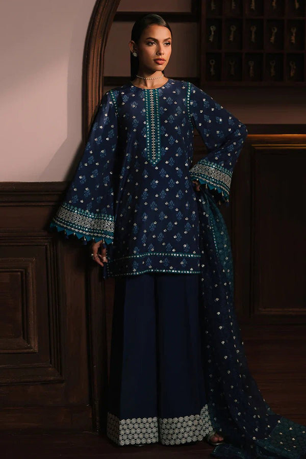 AZURE ELEGANCE - 3PC SILK EMBROIDERED SUIT - NEW NAMAL PRET