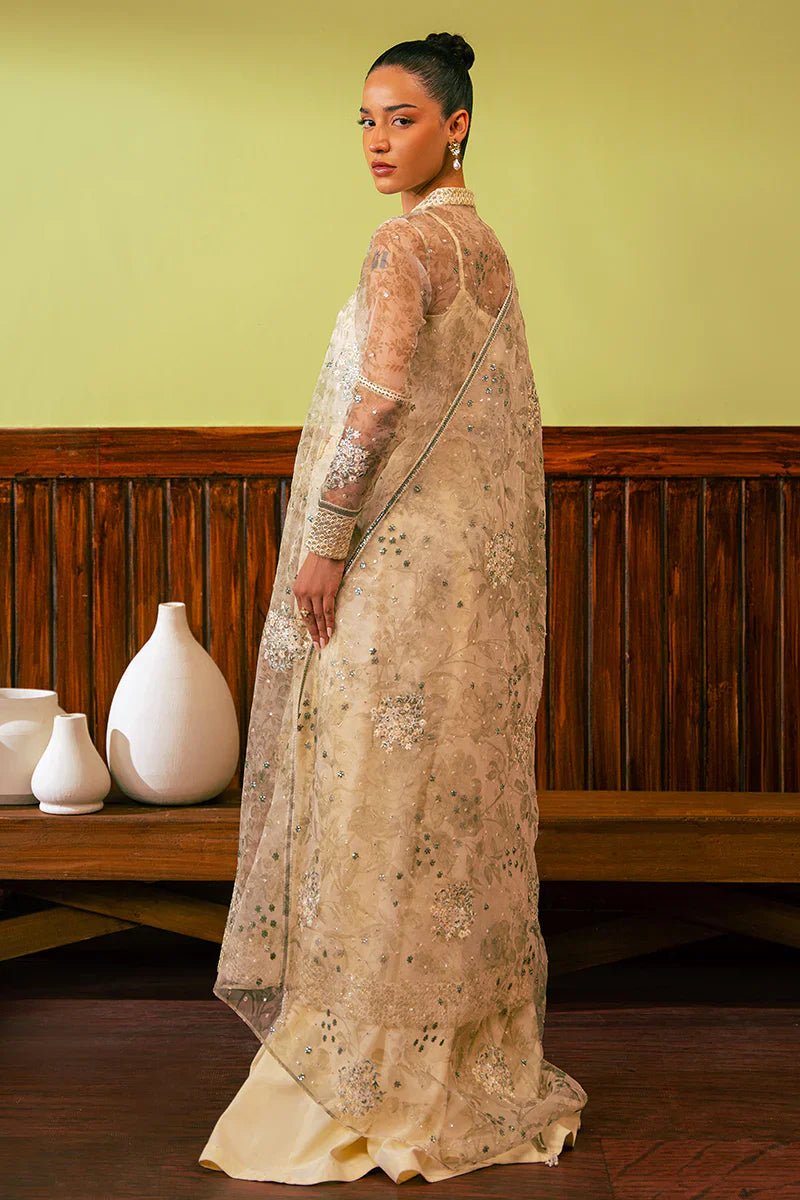 CELADON SAGE - 4 PIECE EMBROIDERED ORGANZA SUIT - NEW NAMAL PRET