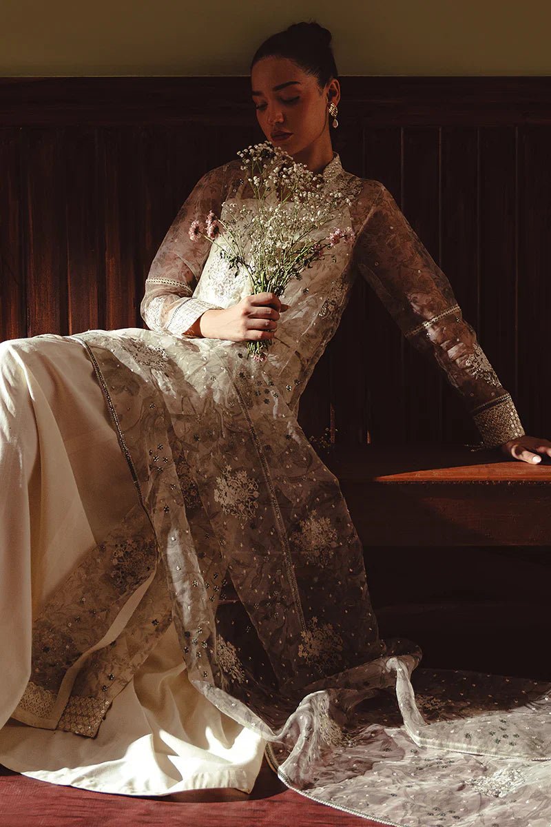 CELADON SAGE - 4 PIECE EMBROIDERED ORGANZA SUIT - NEW NAMAL PRET