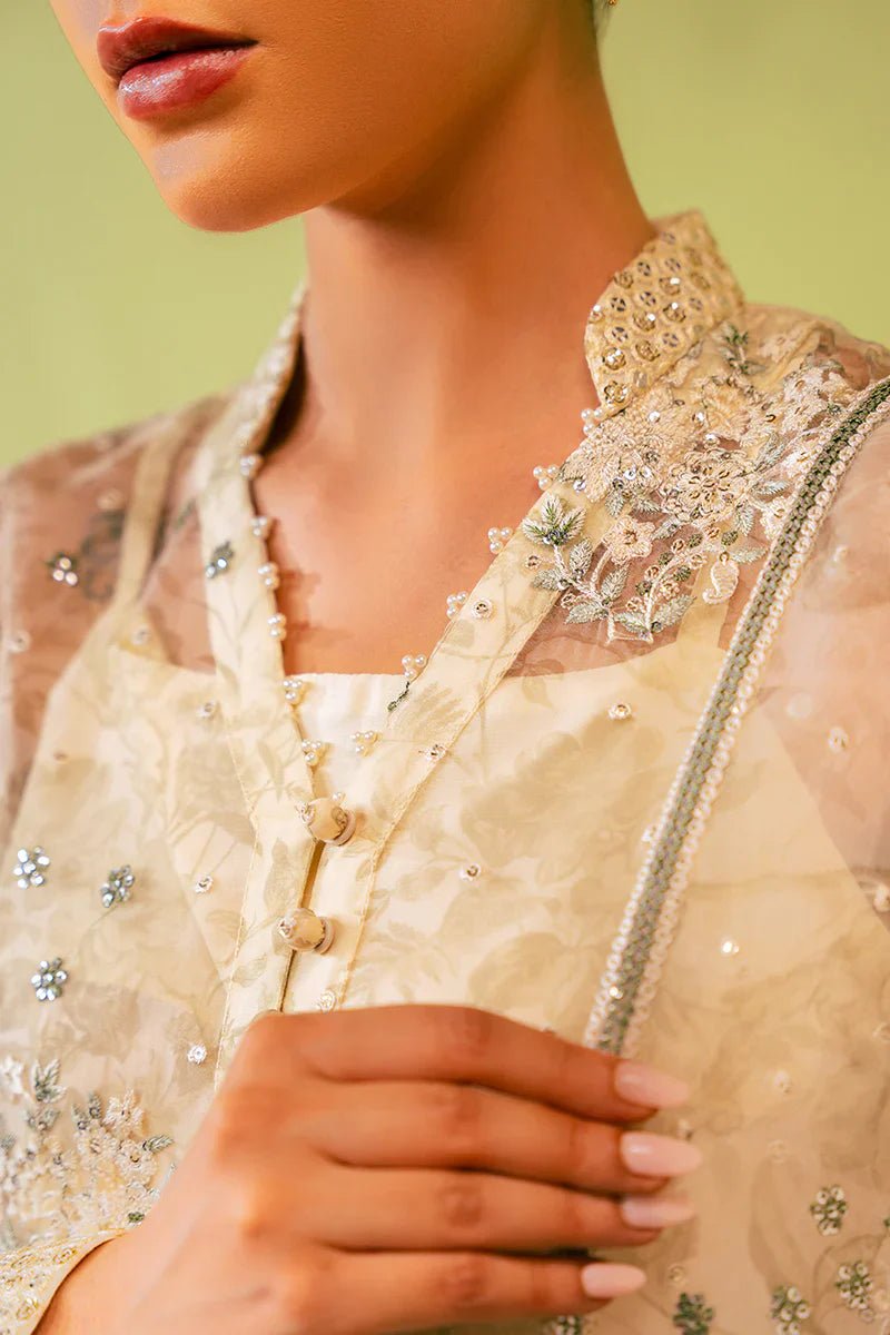 CELADON SAGE - 4 PIECE EMBROIDERED ORGANZA SUIT - NEW NAMAL PRET