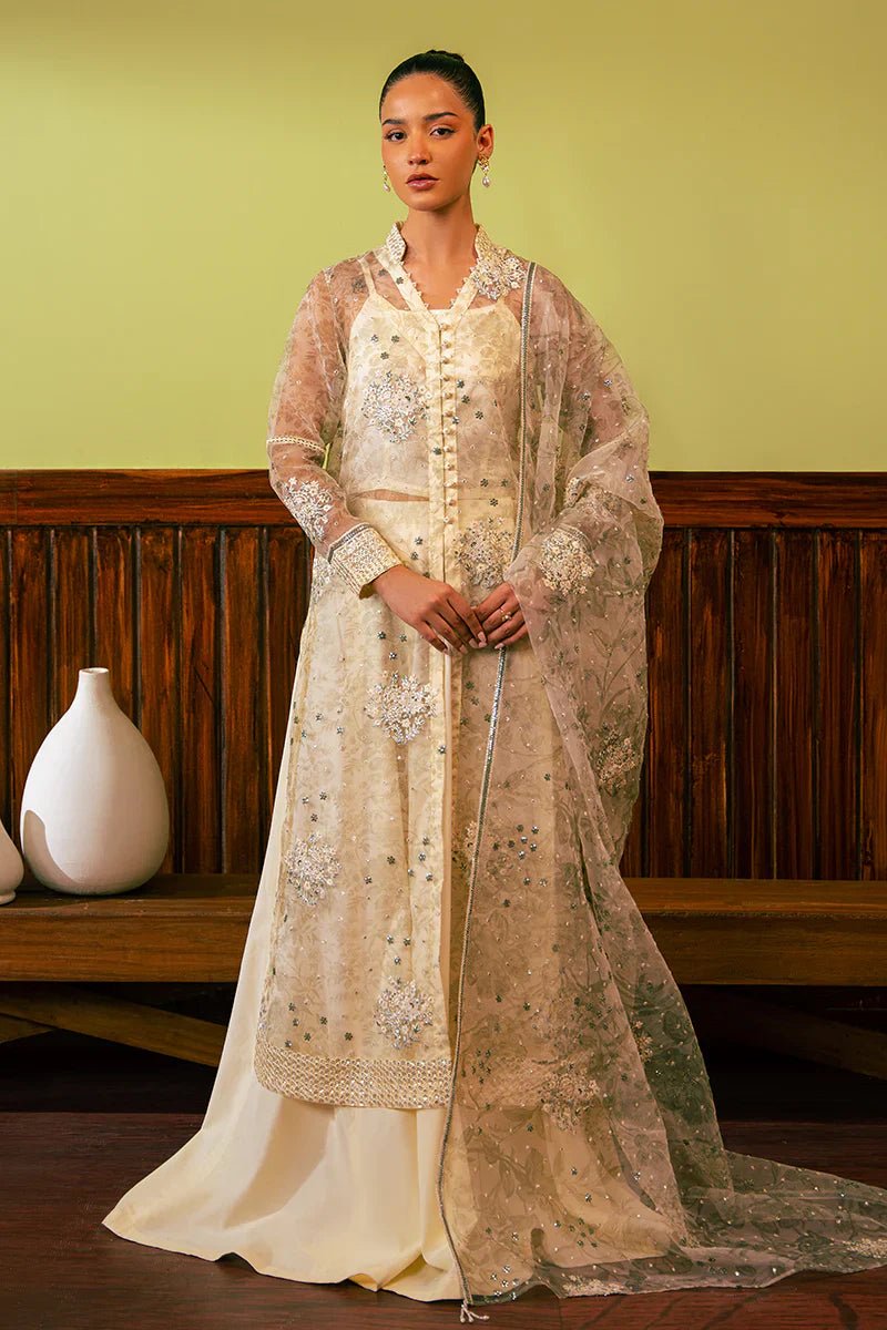CELADON SAGE - 4 PIECE EMBROIDERED ORGANZA SUIT - NEW NAMAL PRET
