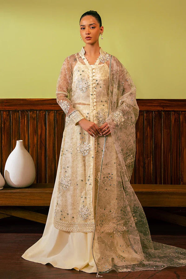 CELADON SAGE - 4 PIECE EMBROIDERED ORGANZA SUIT - NEW NAMAL PRET