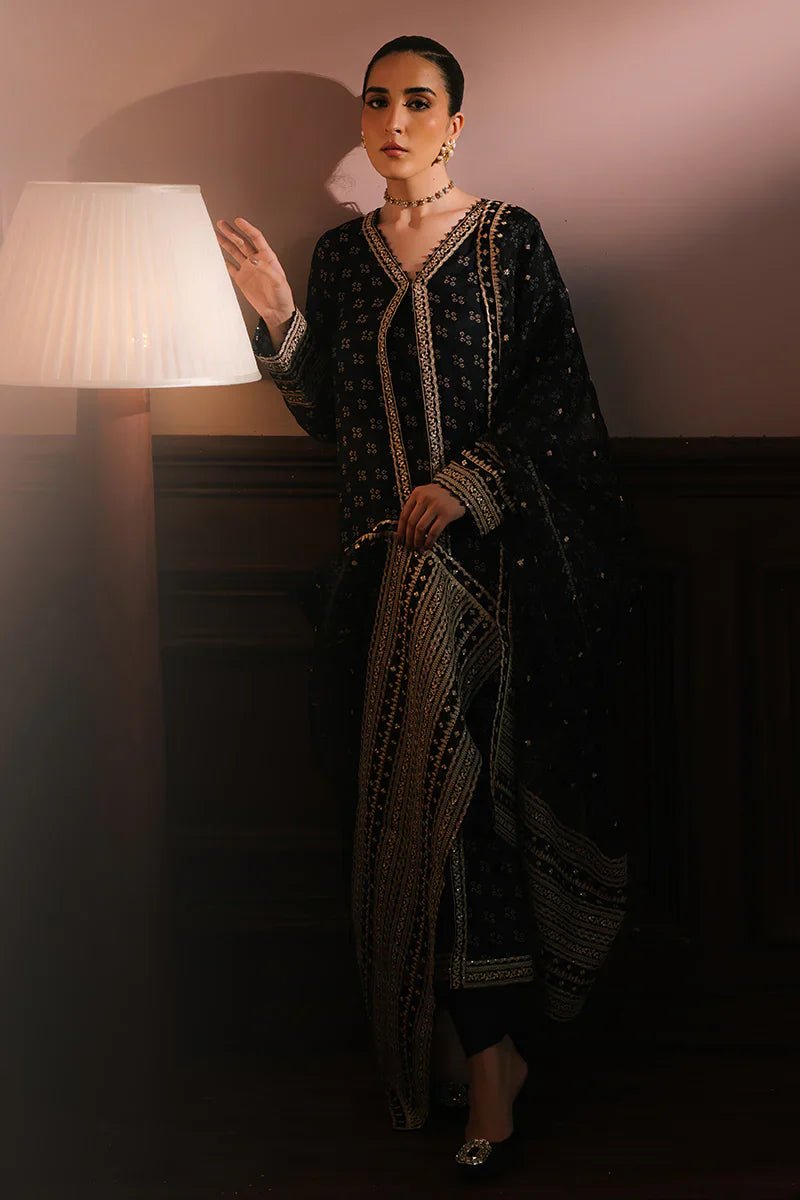 CHARCOAL REVERIE - 3PC SILK EMBROIDERED SUIT - NEW NAMAL PRET