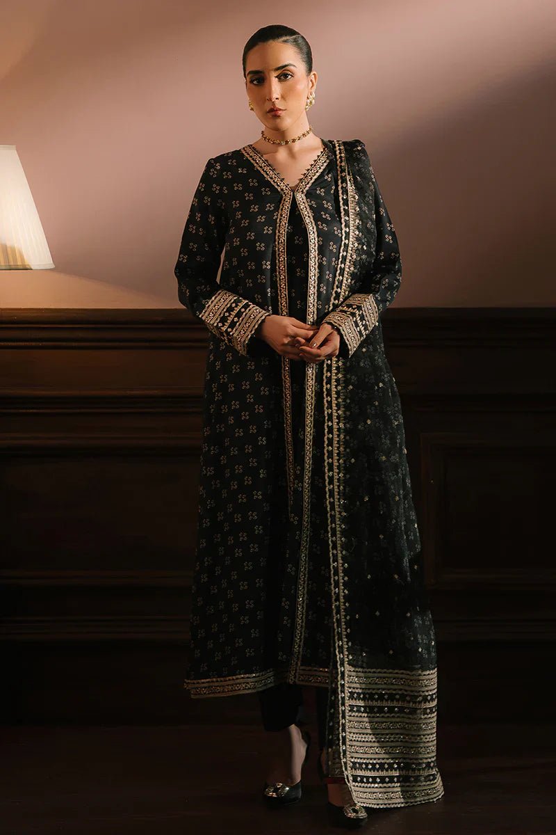 CHARCOAL REVERIE - 3PC SILK EMBROIDERED SUIT - NEW NAMAL PRET