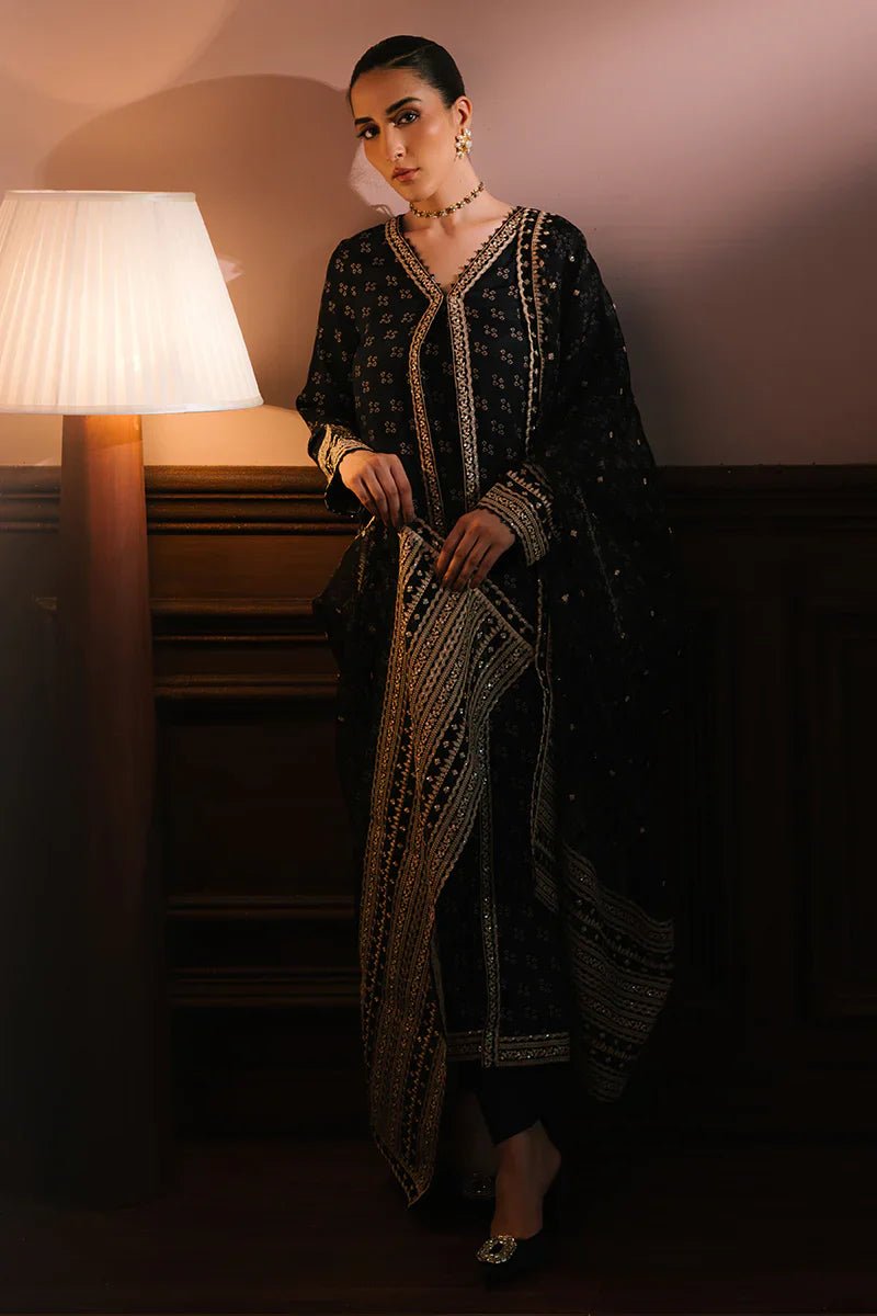 CHARCOAL REVERIE - 3PC SILK EMBROIDERED SUIT - NEW NAMAL PRET