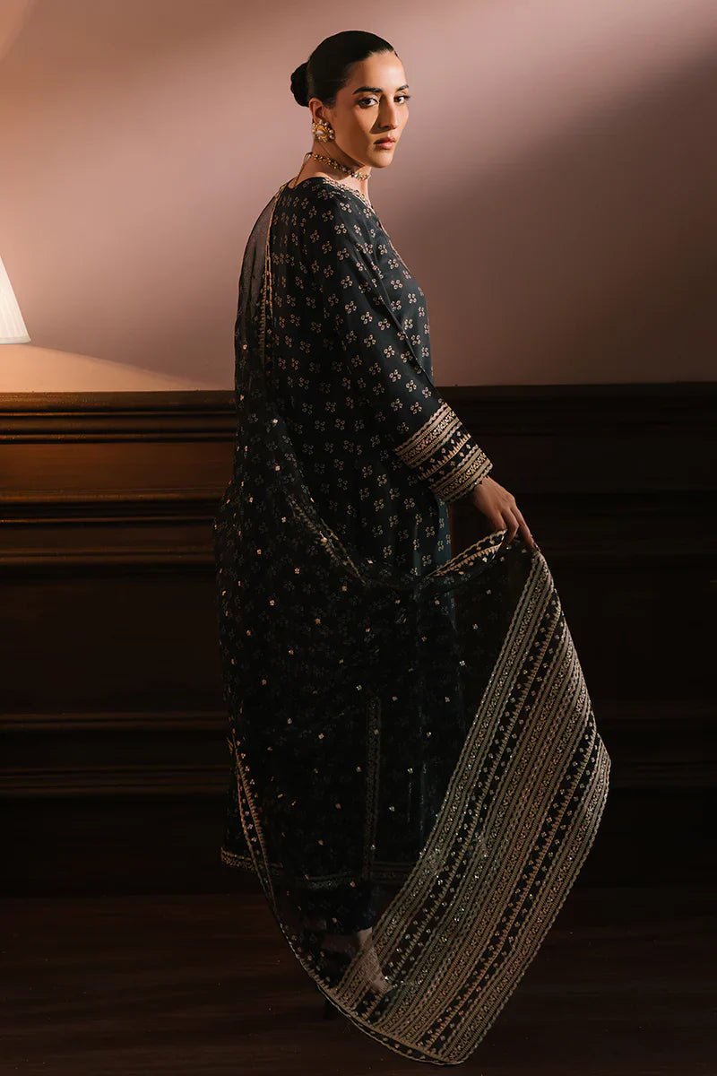 CHARCOAL REVERIE - 3PC SILK EMBROIDERED SUIT - NEW NAMAL PRET