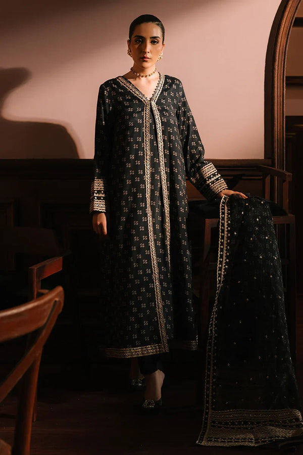 CHARCOAL REVERIE - 3PC SILK EMBROIDERED SUIT - NEW NAMAL PRET