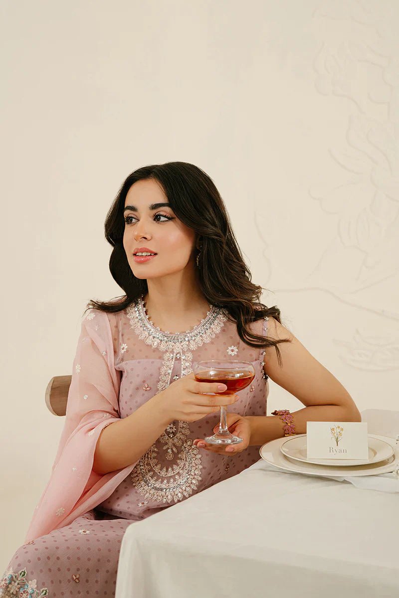 CRADLE PINK - 4PC ORGANZA EMBROIDERED SUIT - NEW NAMAL PRET