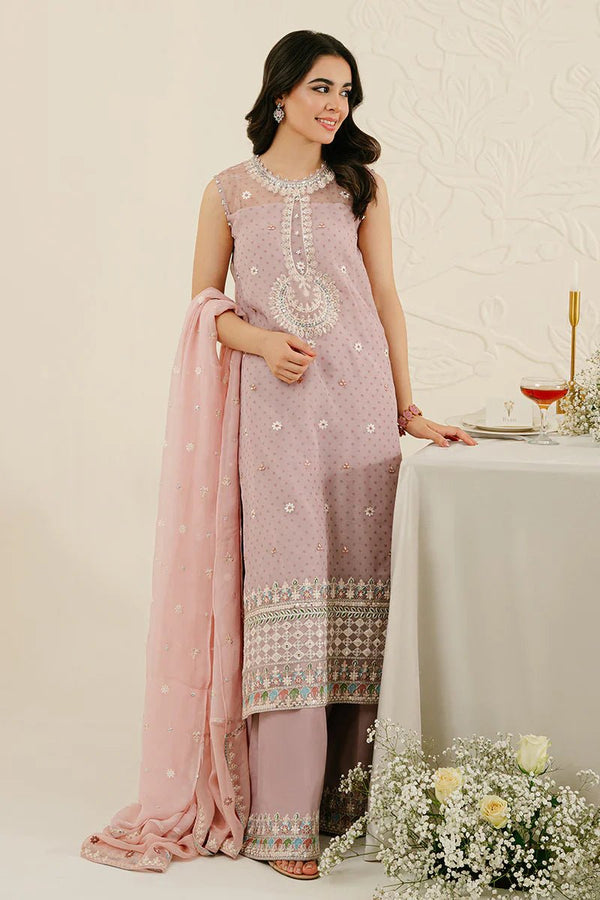 CRADLE PINK - 4PC ORGANZA EMBROIDERED SUIT - NEW NAMAL PRET