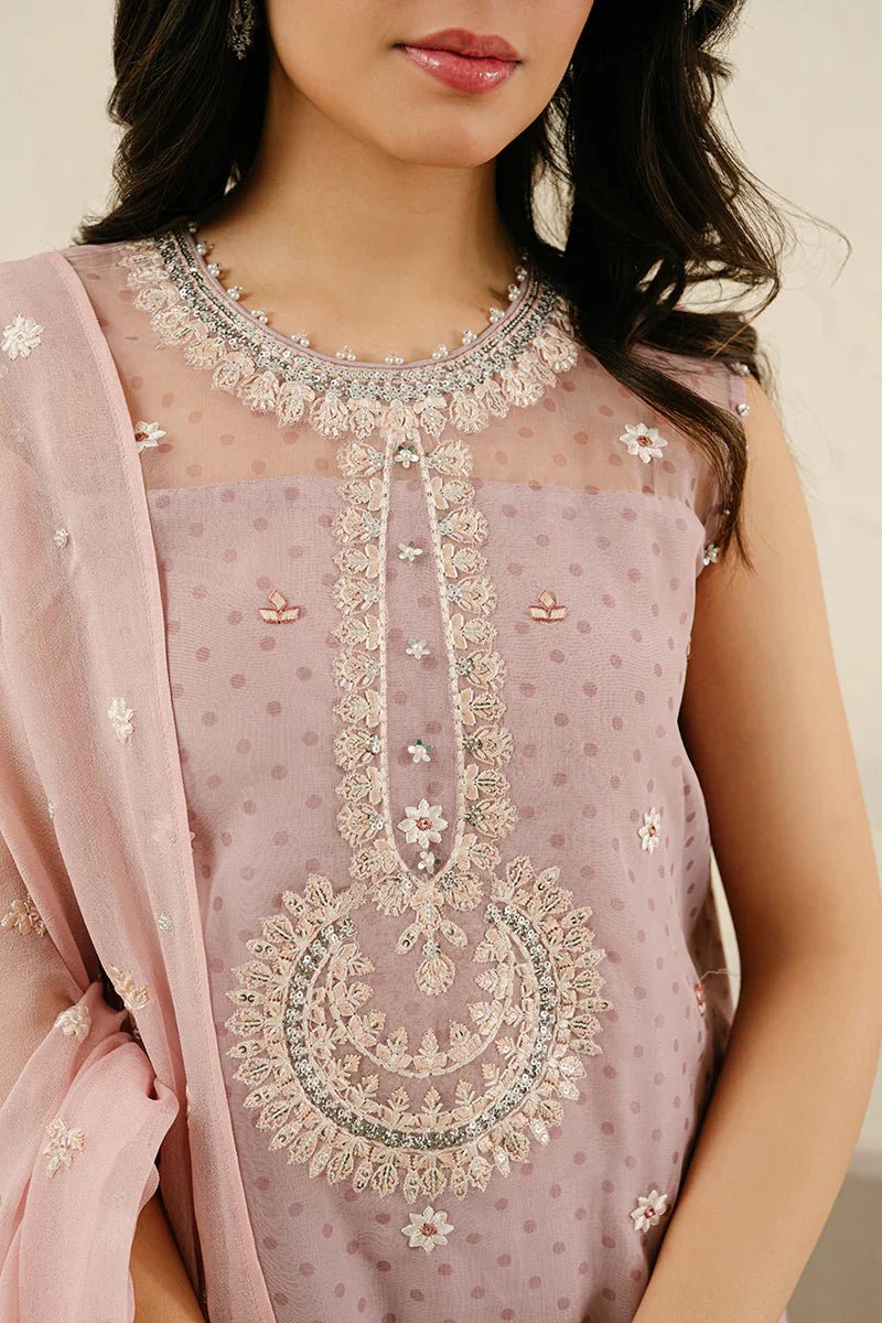 CRADLE PINK - 4PC ORGANZA EMBROIDERED SUIT - NEW NAMAL PRET
