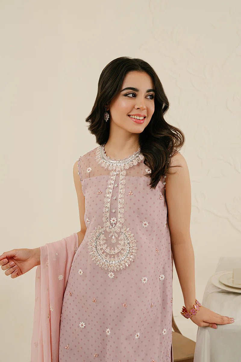 CRADLE PINK - 4PC ORGANZA EMBROIDERED SUIT - NEW NAMAL PRET