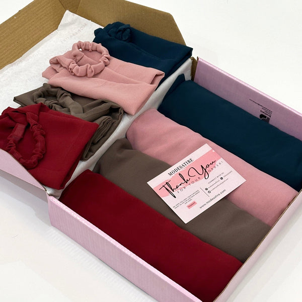 Custom Georgette Hijab and Niqab Set Box Of 4 - Namal Pret