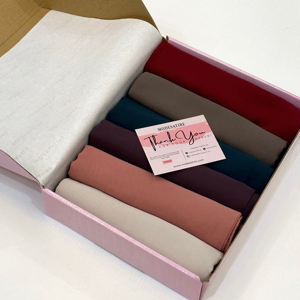 Custom Georgette Hijab Box Of 6 - Namal Pret