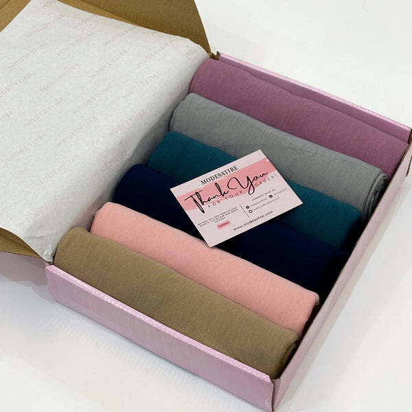 Custom Jersey Hijab Box Of 6 - Namal Pret
