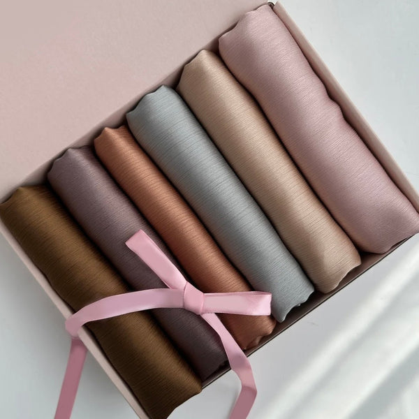 Custom Metallic Chiffon Hijab Box Of 5 - Namal Pret