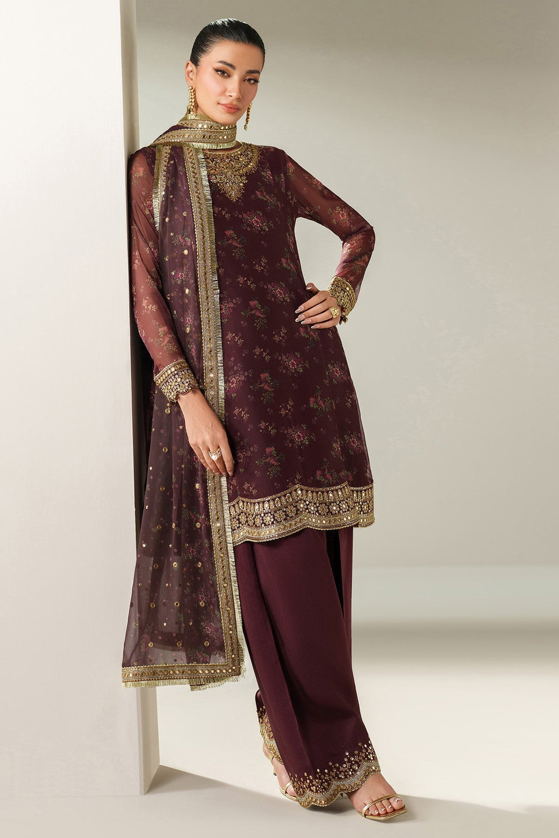 EMBROIDERED CHIFFON UC - 3096 - Namal Pret