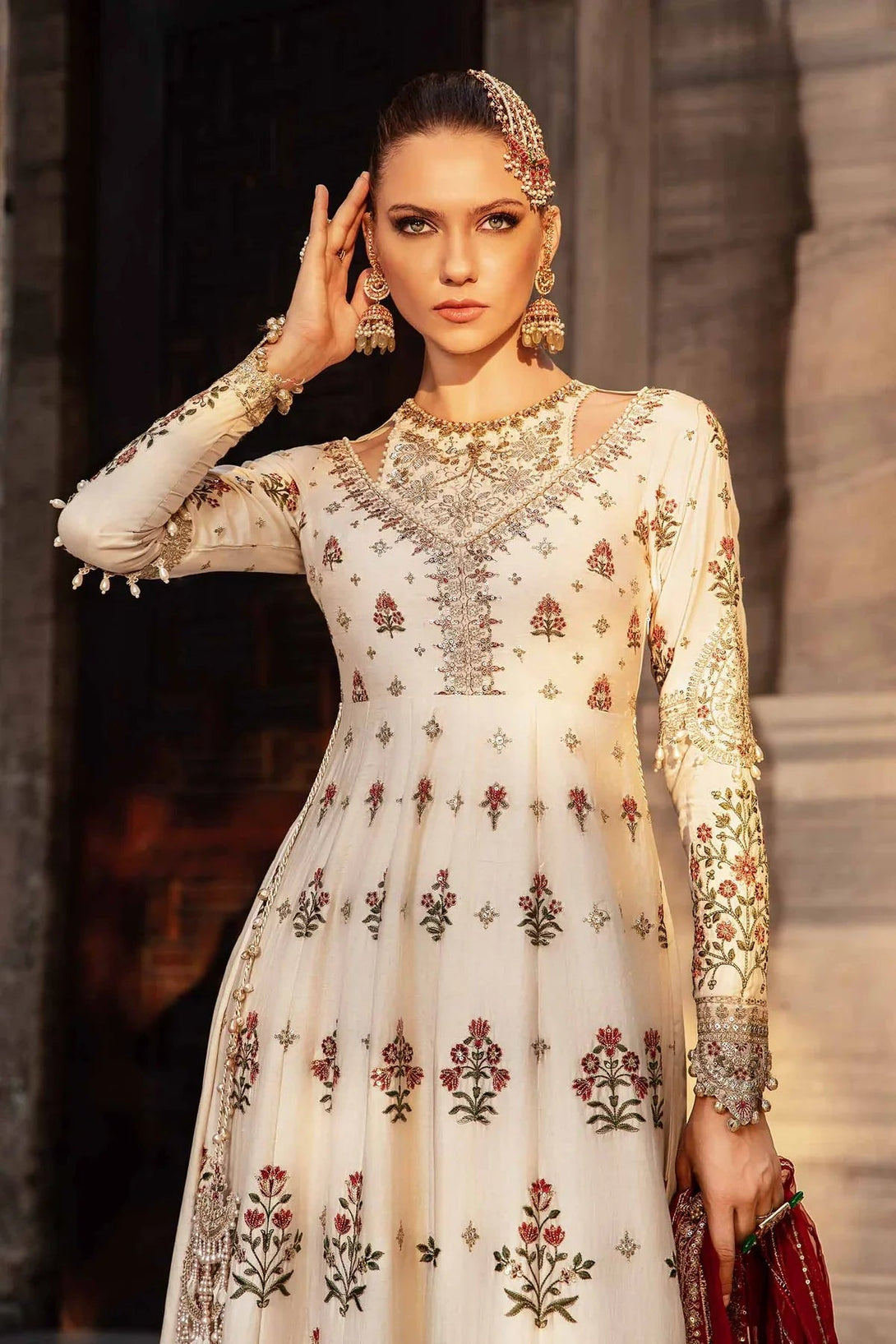 Embroidered Cotton Satin Suit | CST - 801 - NEW NAMAL PRET