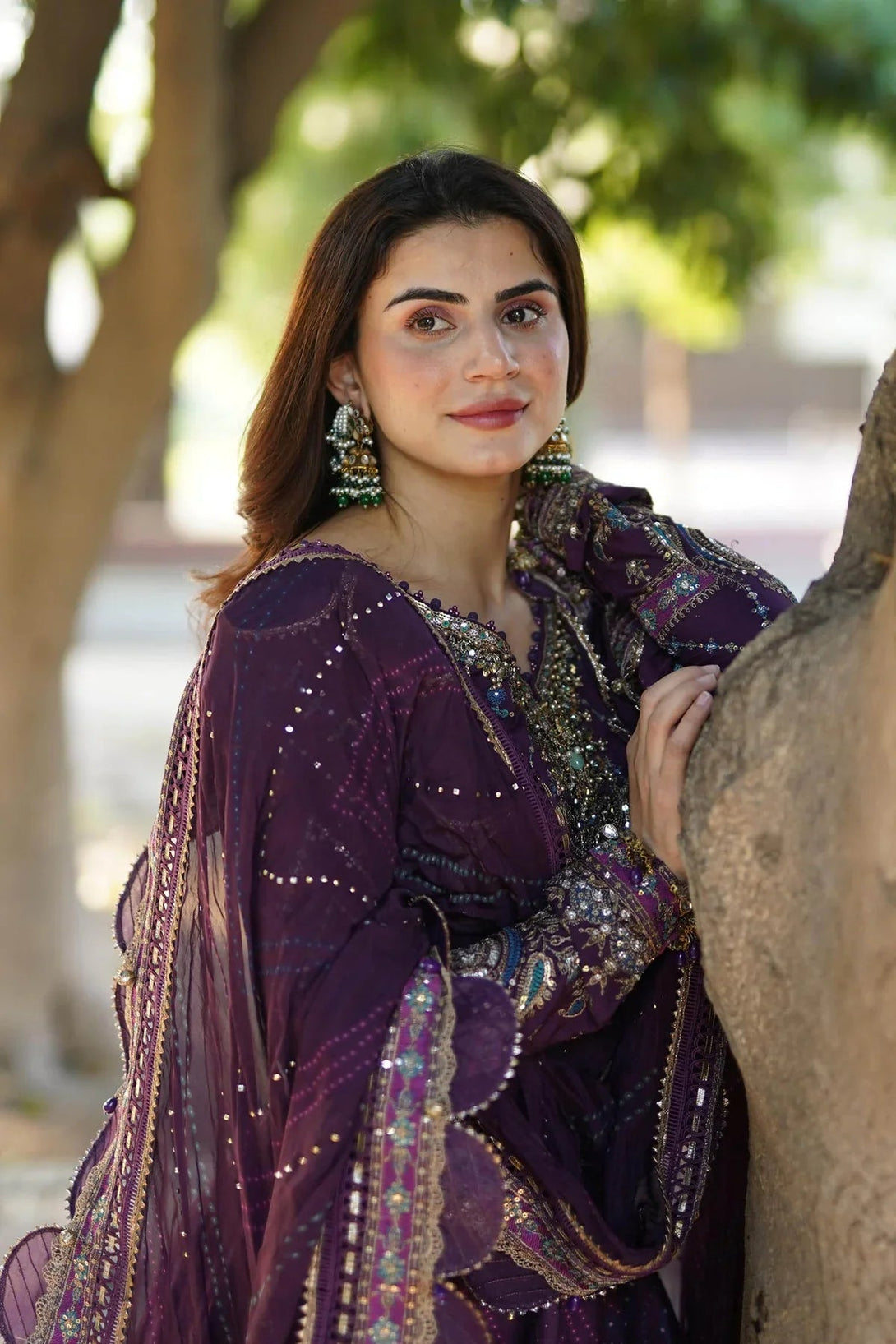 Embroidered Cotton Satin Suit | CST - 802 - NEW NAMAL PRET