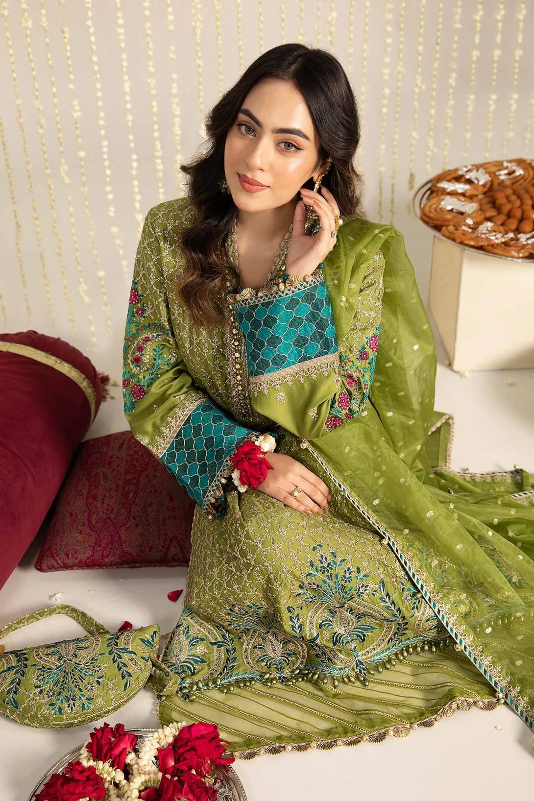 Embroidered Cotton Satin Suit | CST - 803 - NEW NAMAL PRET