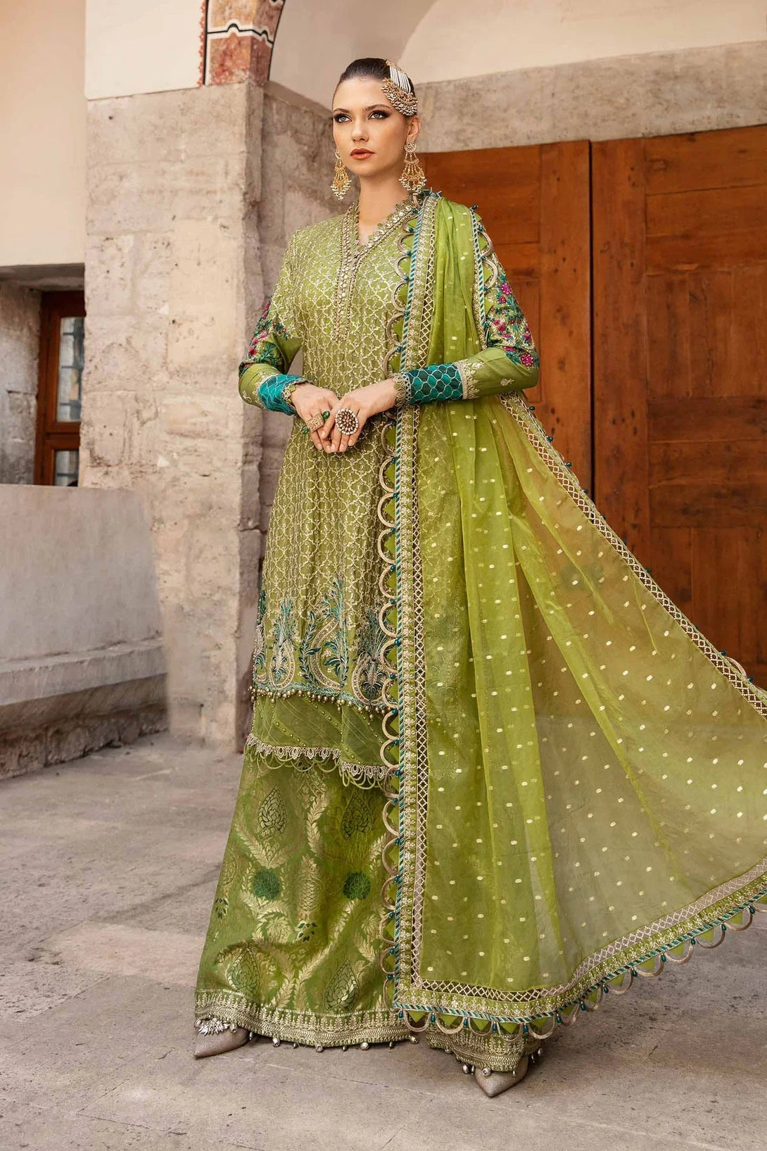 Embroidered Cotton Satin Suit | CST - 803 - NEW NAMAL PRET