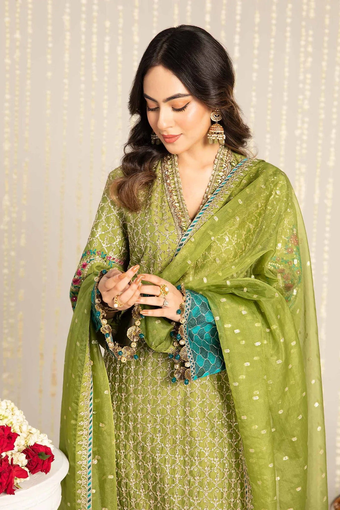 Embroidered Cotton Satin Suit | CST - 803 - NEW NAMAL PRET