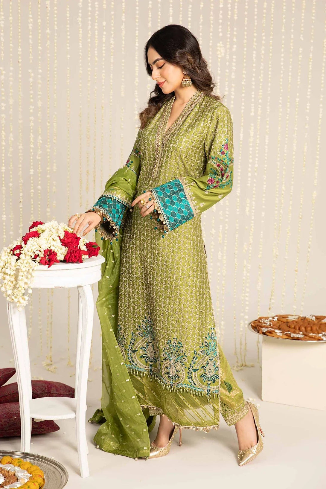 Embroidered Cotton Satin Suit | CST - 803 - NEW NAMAL PRET