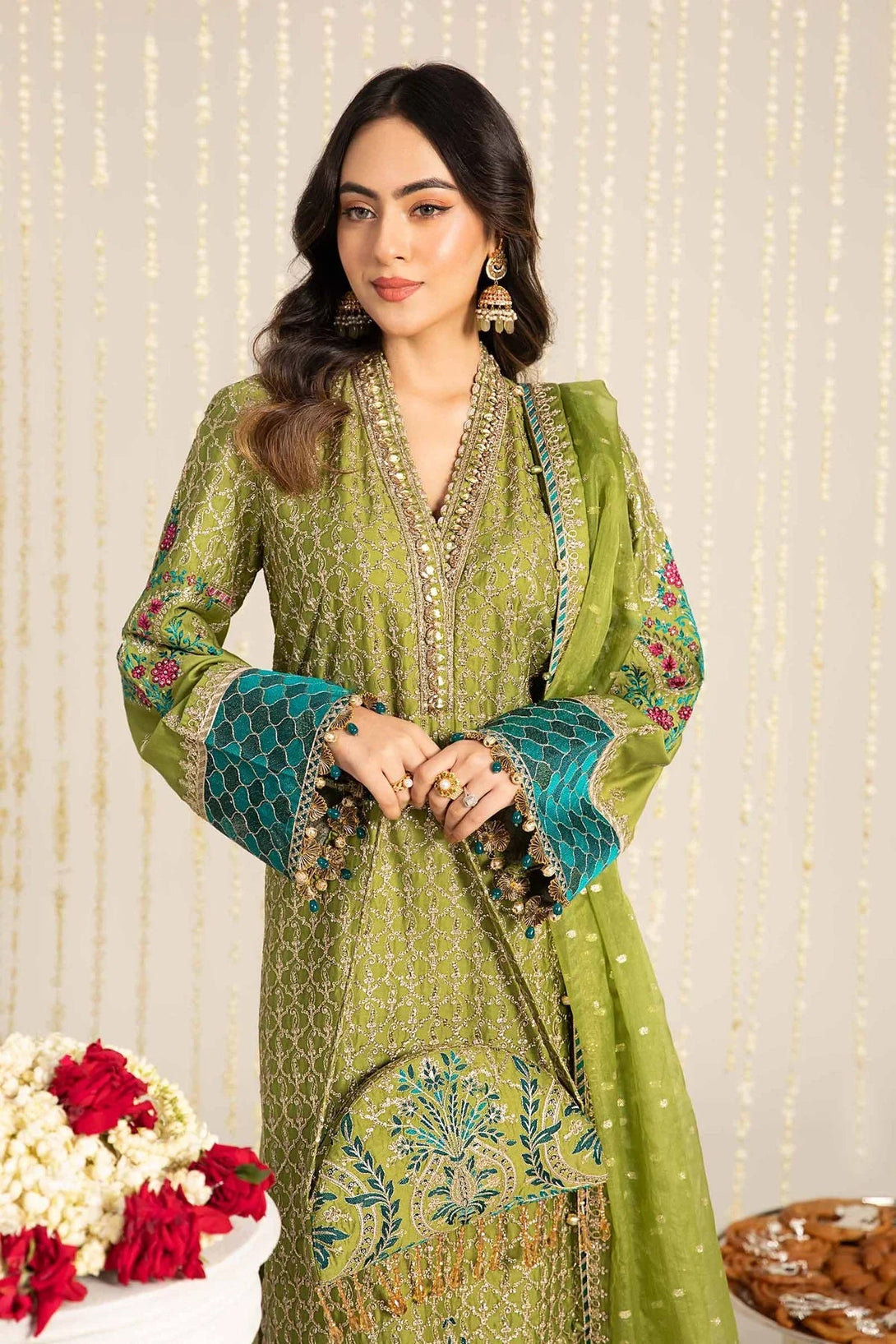 Embroidered Cotton Satin Suit | CST - 803 - NEW NAMAL PRET