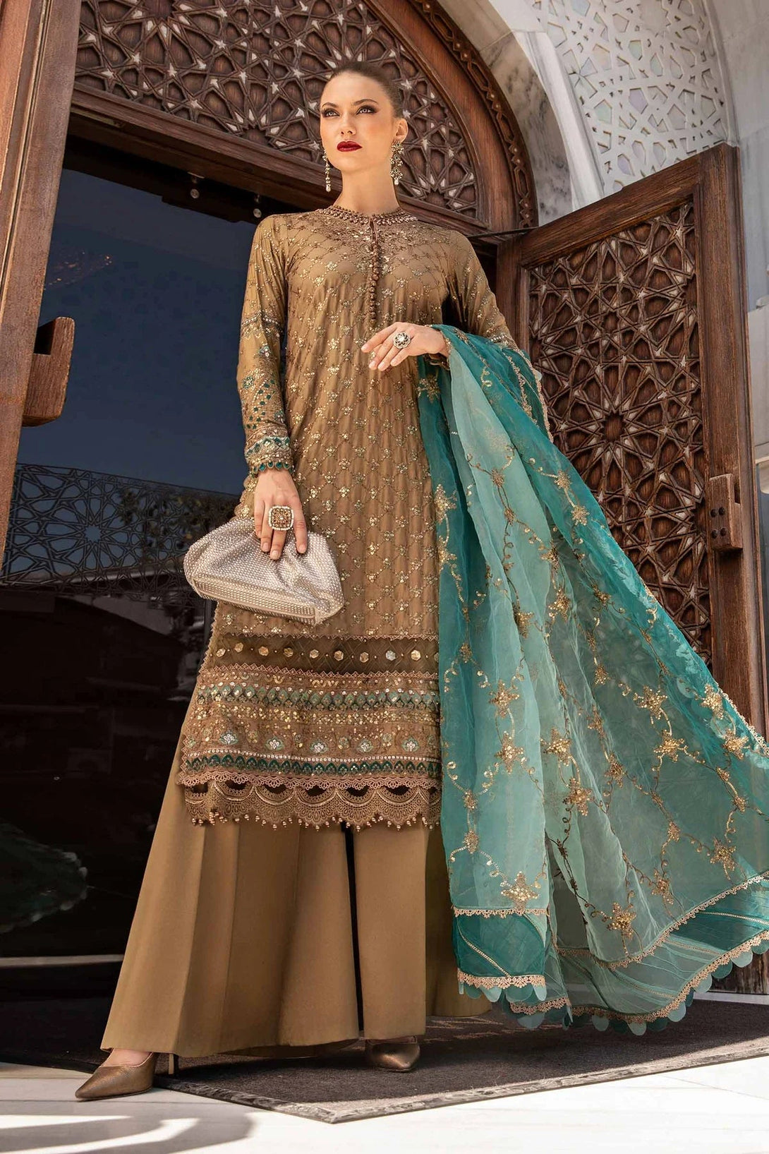 Embroidered Cotton Satin Suit | CST - 808 - NEW NAMAL PRET