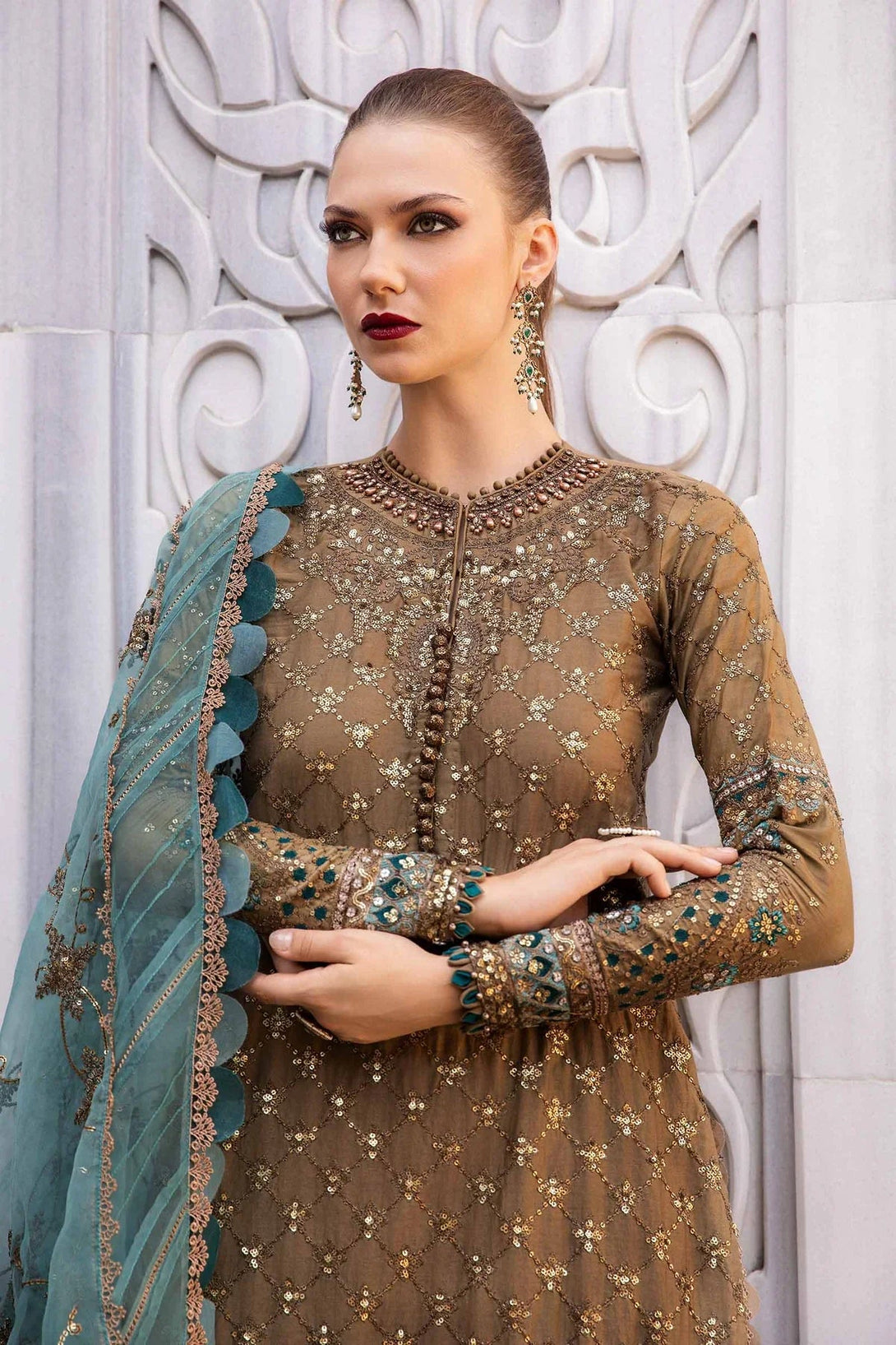 Embroidered Cotton Satin Suit | CST - 808 - NEW NAMAL PRET