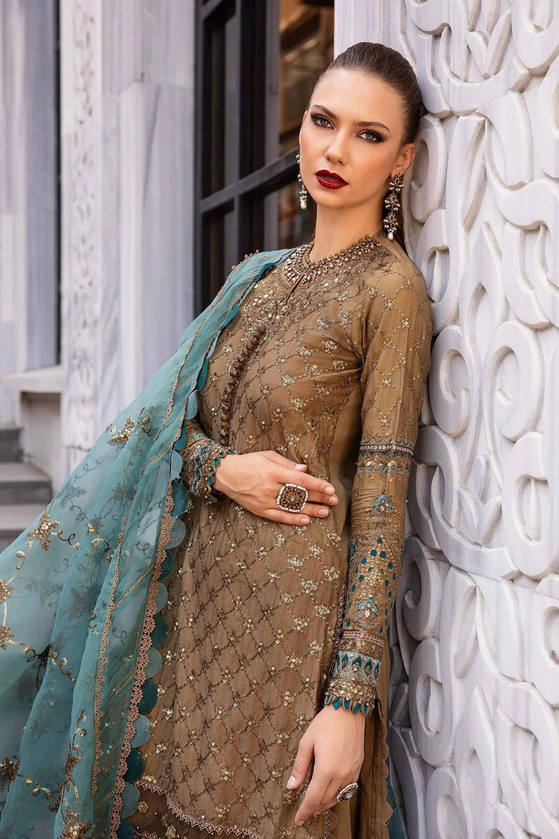 Embroidered Cotton Satin Suit | CST - 808 - NEW NAMAL PRET