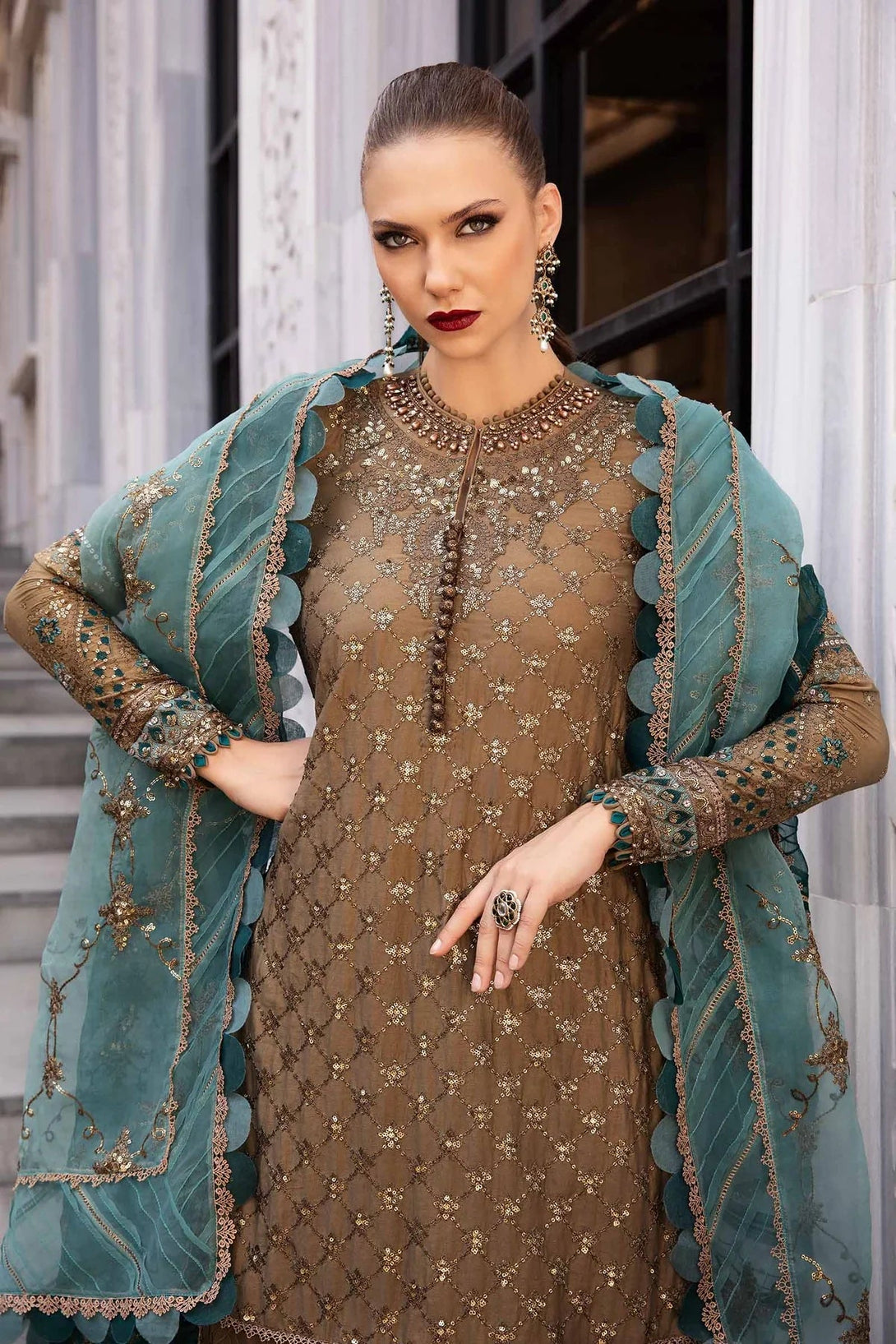 Embroidered Cotton Satin Suit | CST - 808 - NEW NAMAL PRET